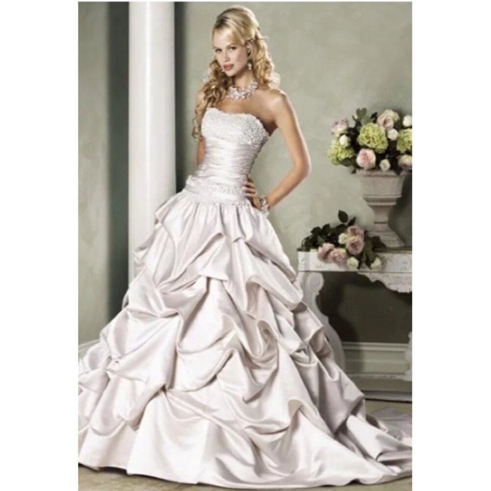 Maggie Sottero Imperial Gown Brielle Wedding Dress Strapless Bustle Train 12 - Picture 2 of 16